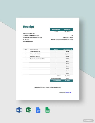 24+ School Receipt Templates - Free Word, PDF Format Download