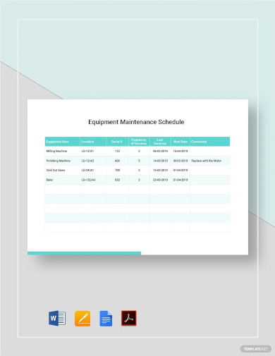 free simple equipment maintenance schedule template