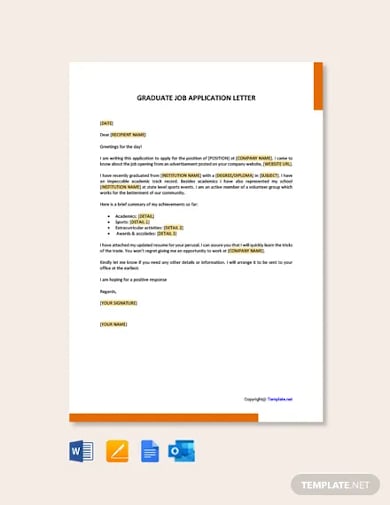 graduate job application letter template