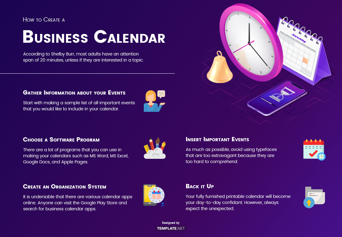 business calendar template