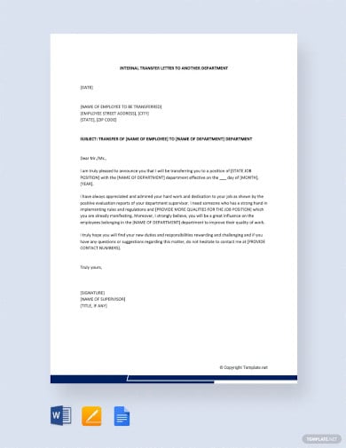 internal transfer letter to another departments