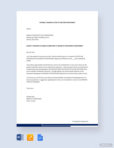 10+ Department Transfer Letter Templates - DOC, PDF | Free & Premium ...