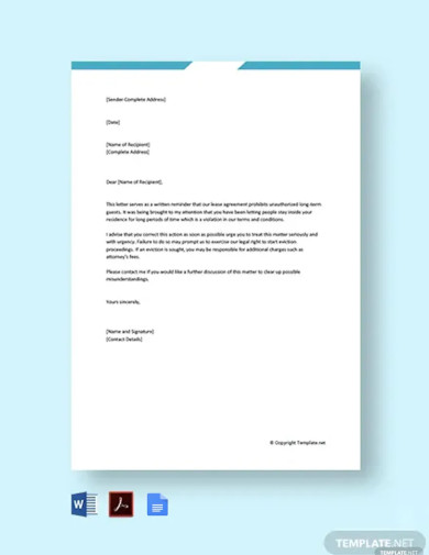 Tenant Warning Letter Template - 12 +Free Word, PDF Format Download!