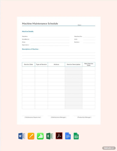 machine maintenance schedule template