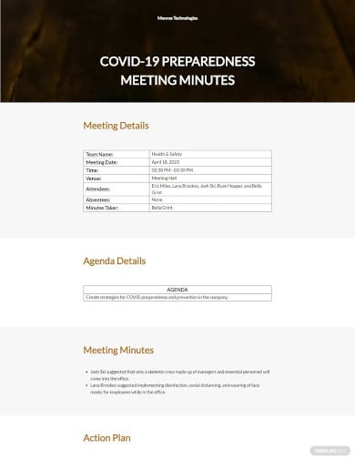 minutes of meeting on preparedness on prevention and management of covid 19 template