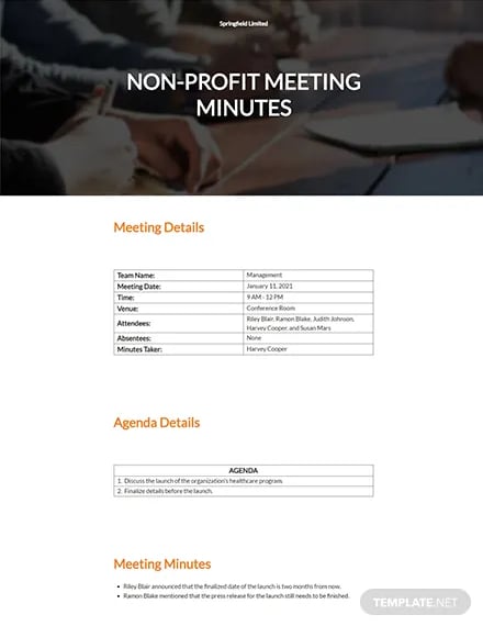 non profit meeting minutes template