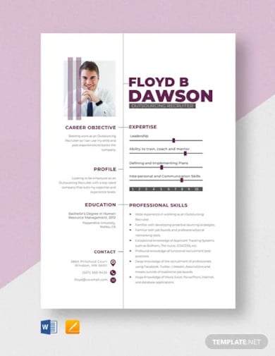 outsourcing recruiter resume template