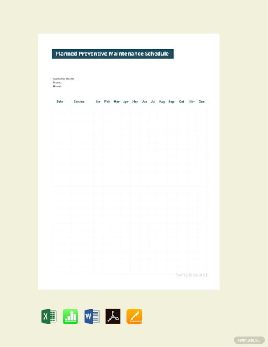 planned preventive maintenance schedule template