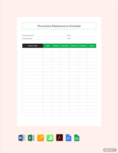 preventive maintenance schedule template