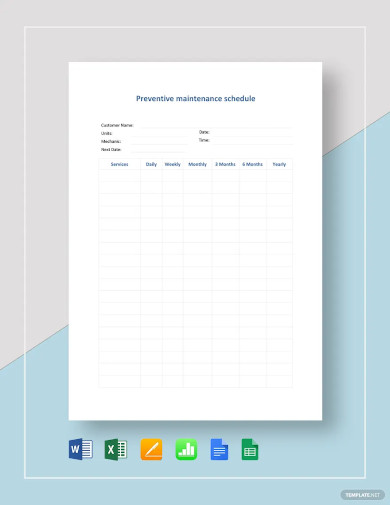 preventive maintenance schedule