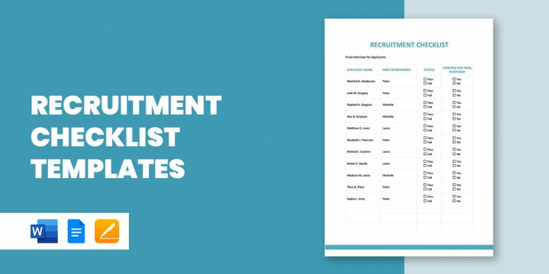 11+ Recruitment Checklist Templates in PDF | MS Word