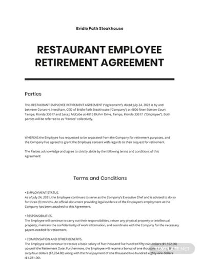 restaurant-employee-retirement-agreement-template