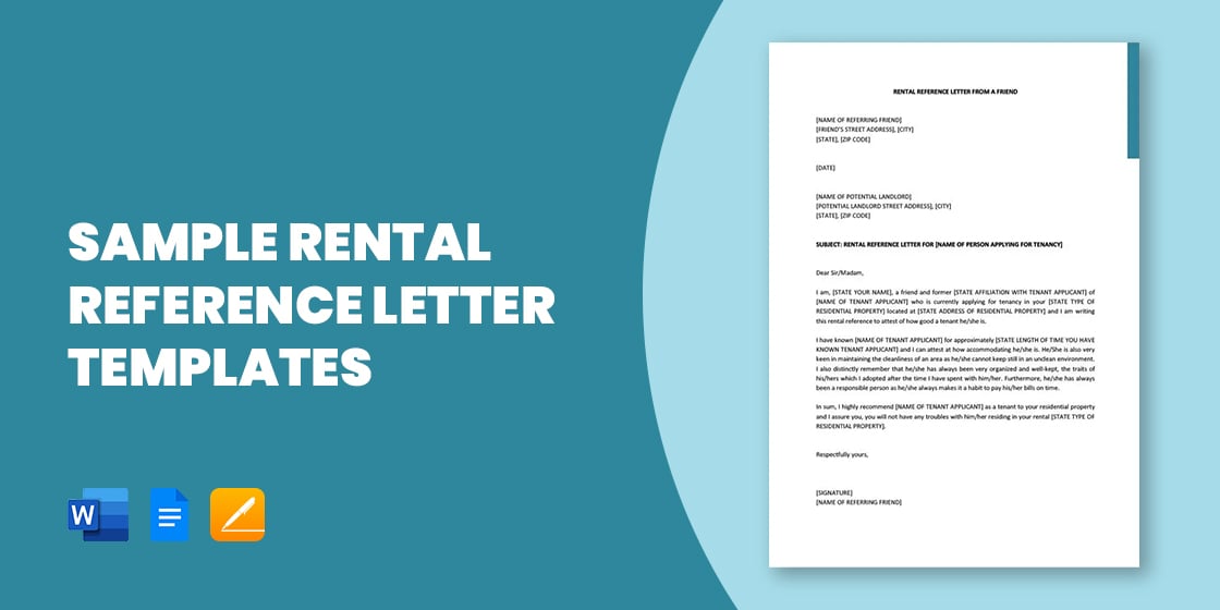 sample rental reference letter templates
