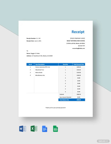 24+ School Receipt Templates - Free Word, PDF Format Download
