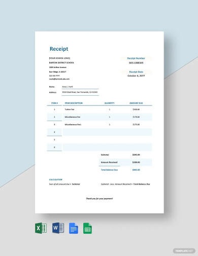 24+ School Receipt Templates - Free Word, PDF Format Download