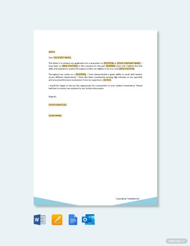 self recommendation letter for promotion template
