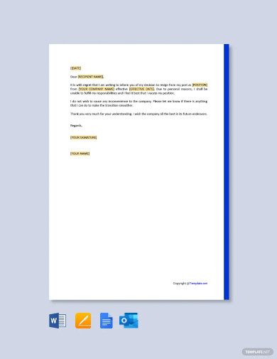 56+ Simple Resignation Letters- Word, PDF, Docs | Free & Premium Templates