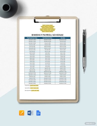 simple biweekly payroll schedule template