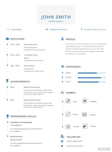 simple doctor resume template