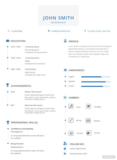 Doctor Curriculum Vitae Template - 17+ Word, PDF Document Downloads