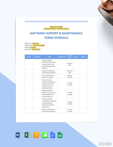 software support maintenance terms schedule template