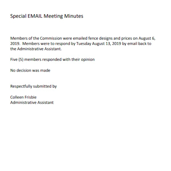 special email meeting minutes