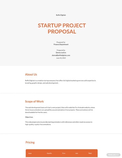 startup project proposal template