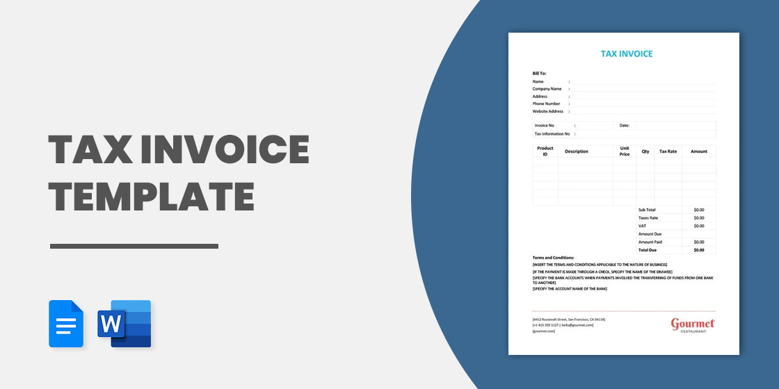 Tax Invoice Template - 23+ Word, Excel, PDF Format Download