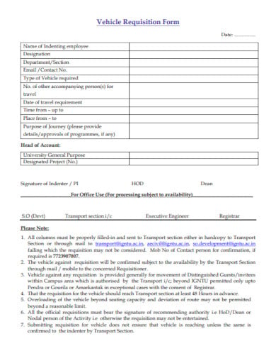 vehicle requisition form