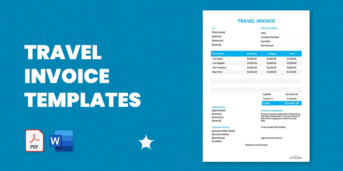 travel invoice templates – pdf docs excel