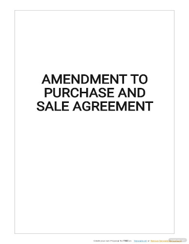 amendment to purchase and sale agreement template