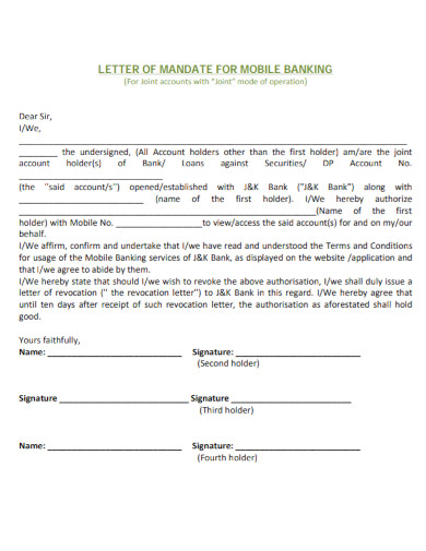 application letter for employment as mobile banker