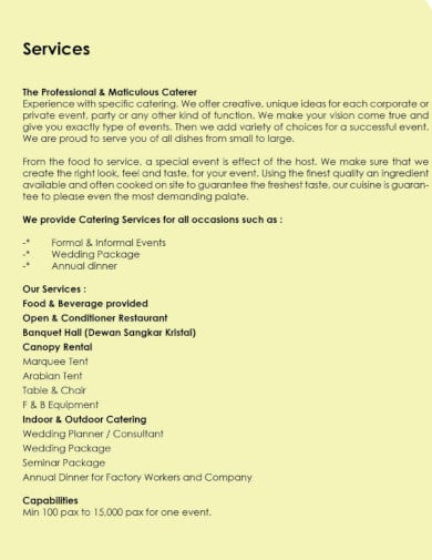 catering service company description