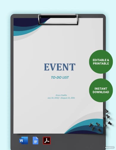 event to do list template