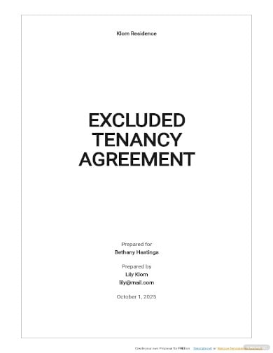 excluded tenancy agreement template
