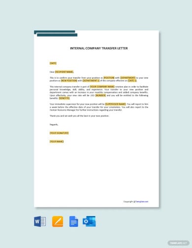 free internal company transfer letter template