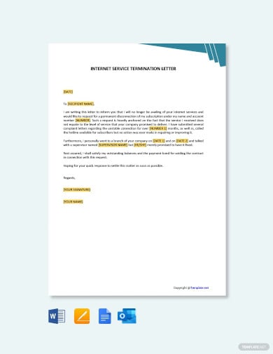 free internet service termination letter template
