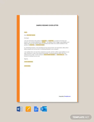 free sample cover letter template