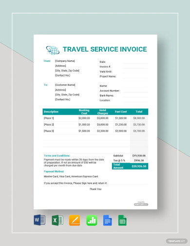 26+ Travel Invoice Templates - PDF, Docs, Excel