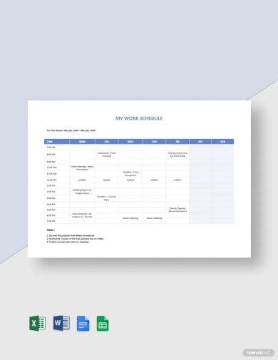 freelance work schedule template