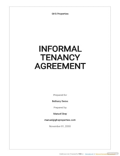 informal tenancy agreement template
