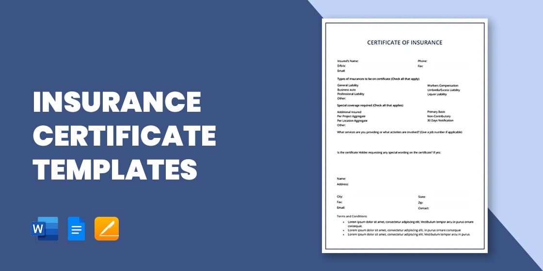Insurance Certificate Template 10+ Free Word, PDF Documents Download