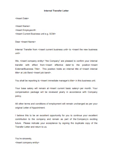 manager internal transfer letter template