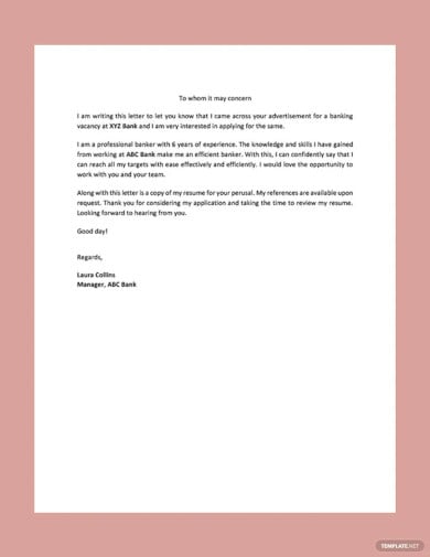 professional banking resume cover letters