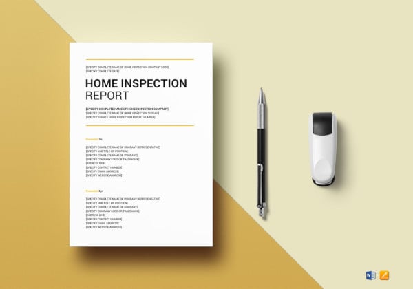 standard home inspection report template