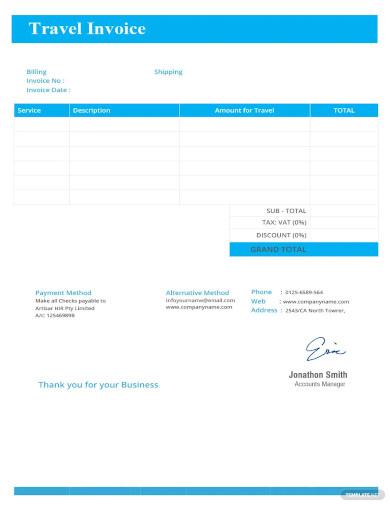 travel invoice template