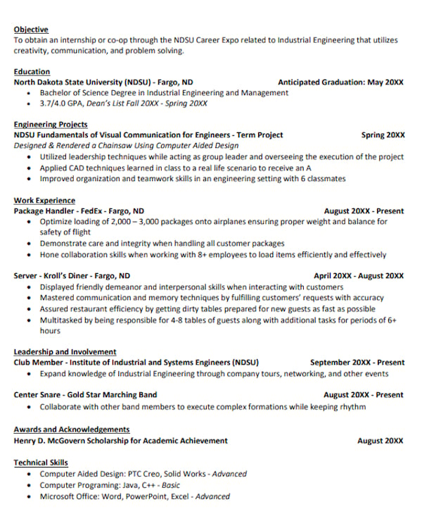 undergraduate-industrial-engineering-resume