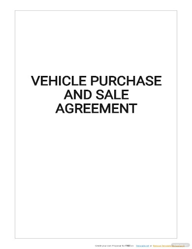 vehicle purchase and sale agreement template