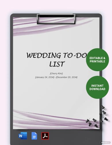 wedding to do list template