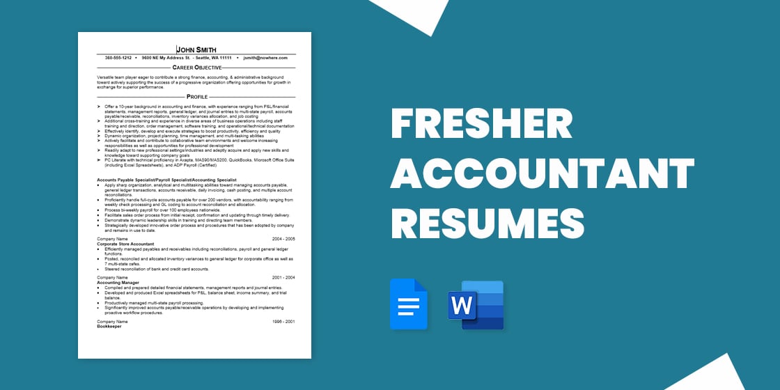 resume format for freshers accountant